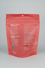 Back of the TREEV Lenox Baked Bites bag showing ingredients, guaranteed analysis and feeding information