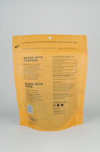 Back of the TREEV Clarkson Baked Bites bag showing ingredients, guaranteed analysis and feeding information